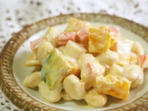 南瓜・大豆・カニカマのコロコロマヨサラダ